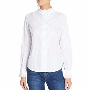 Frame Denim White Ruffle Blouse